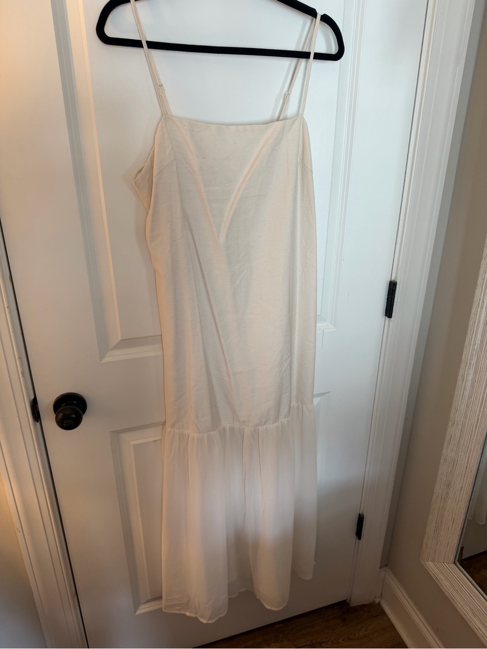 Women’s Cream Slip Dress with Ruffle Hem